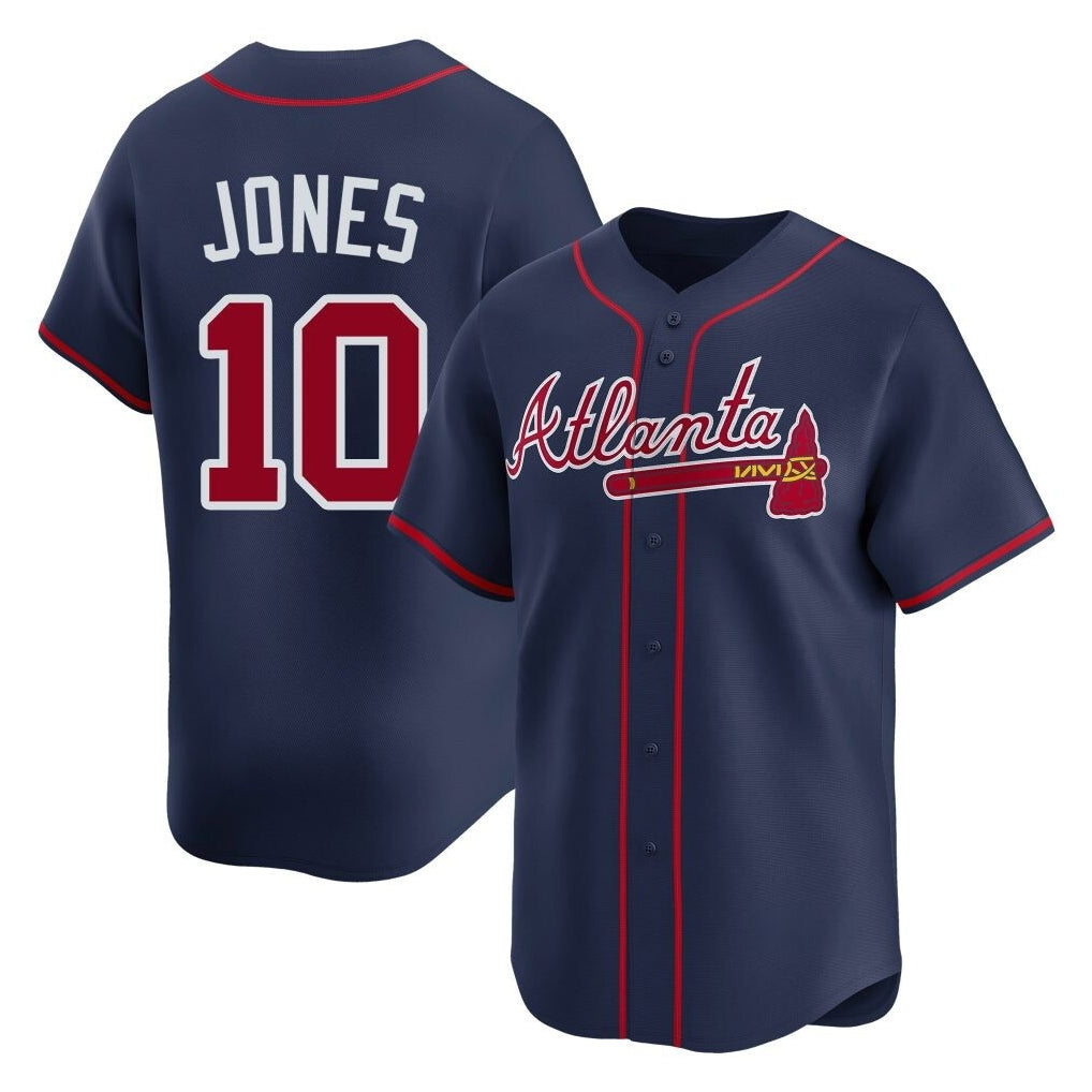 Atlanta Braves #10 Chipper Jones Player Navy CONTON Limited Home Game Stitched Jerseys