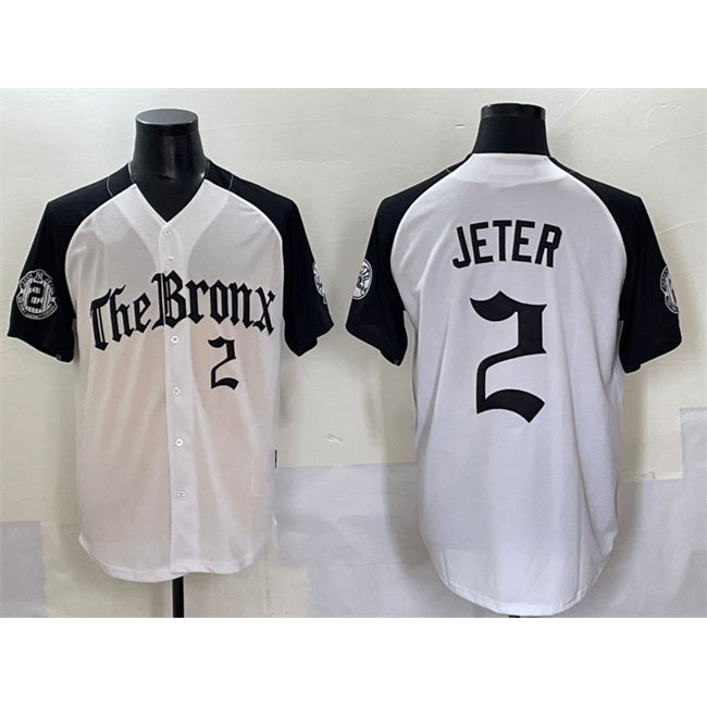 New York Yankees #2 Derek Jeter White Black CONTON 'Gothic Legacy Edition' Vapor Premier Limited Stitched Jersey