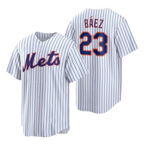 New York Mets #23 Javier Baez White CONTON Replica Home Jersey