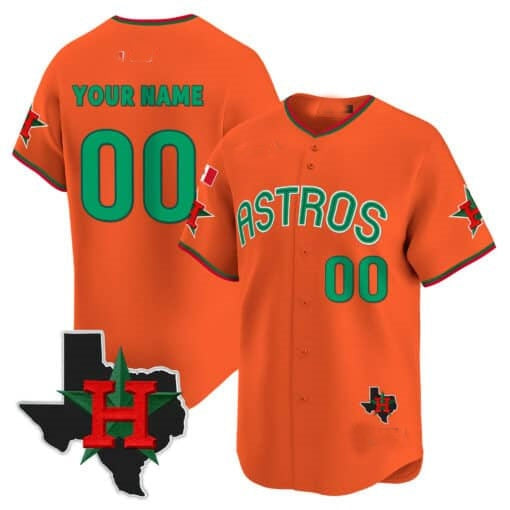 Custom Houston Astros Mexico Texas Patch Vapor Premier Limited Jersey V3 ¨C Orange CONTON