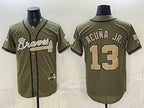 Atlanta Braves #13 Ronald Acuna Jr. Olive CONTON 2026 Armed Forces Day Stitched Jersey