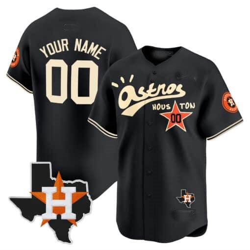 Custom Houston Astros Cactus Jack Style Vapor Premier Limited Jersey ¨C Black CONTON
