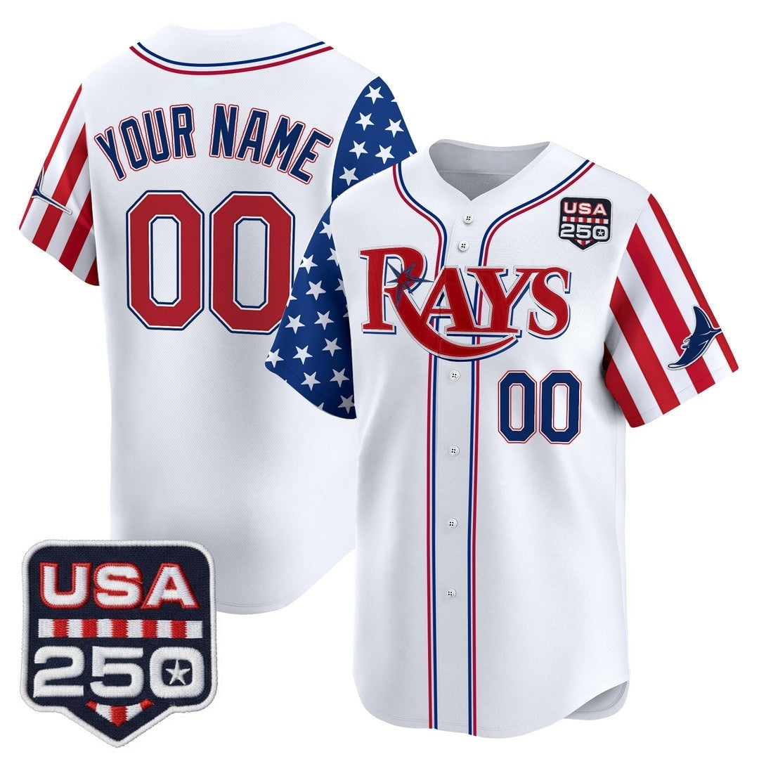 Custom Tampa Bay Rays America 250 Edition Vapor Premier Limited White CONTON Stitched Jerseys