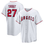 Los Angeles Angels #27 Mike Trout White CONTON Home Replica Player Name Jersey