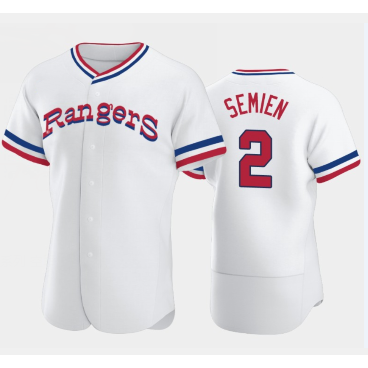 Texas Rangers #2 Marcus Semien White CONTON Throwback Stitched Flex Base Jersey