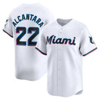 Miami Marlins #22 Sandy Alcantara White CONTON Home Limited Player Jersey
