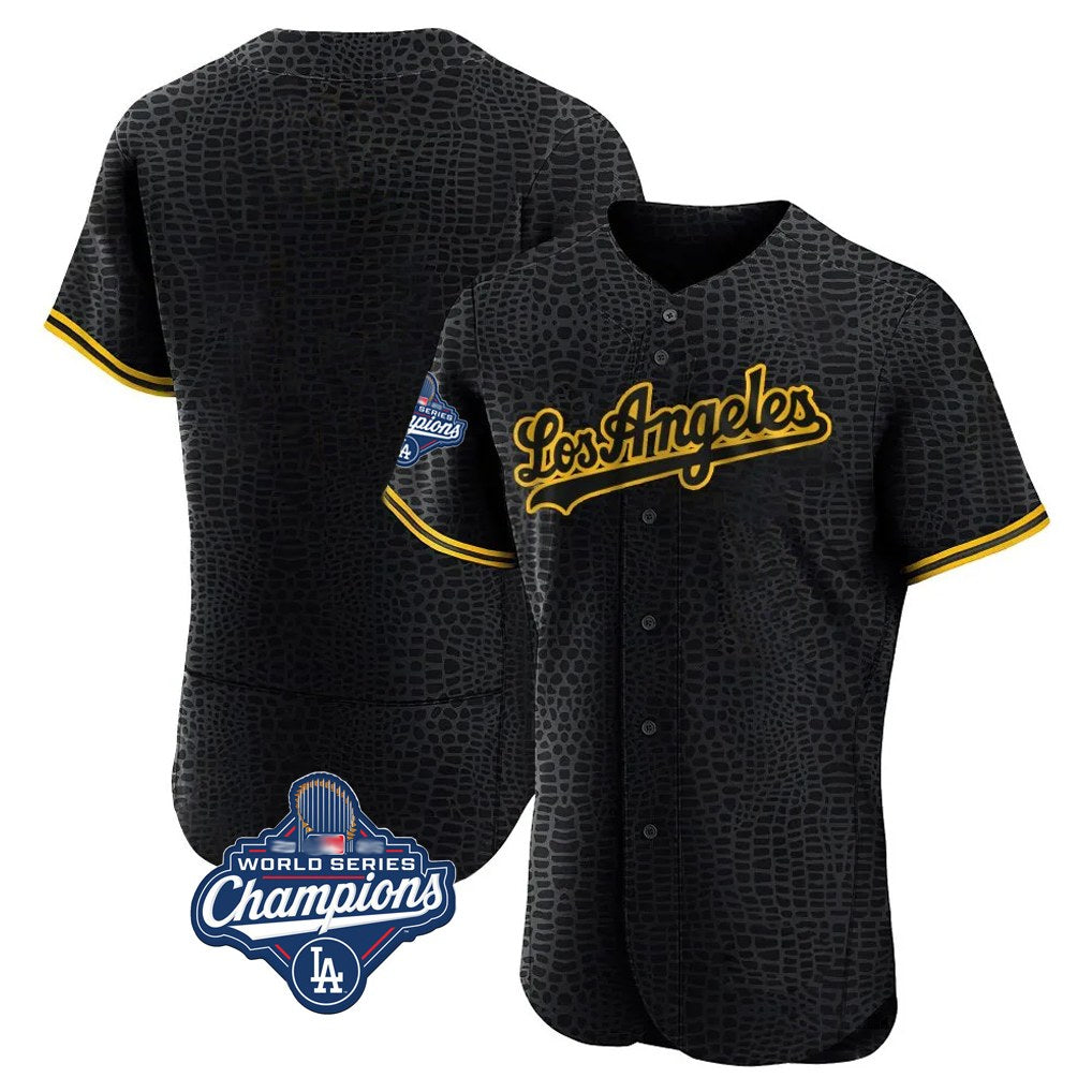 Los Angeles Dodgers Blank Player Black CONTON Snake Skin City Limited Elite Home World Series Meet Stitched Jerseys