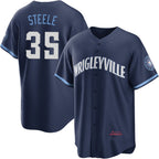 Chicago Cubs #35 Justin Steele Navy CONTON City Connect Jersey