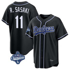 Los Angeles Dodgers #11 Roki Sasaki Player Black CONTON World Series Meet Carbon Limited Home Stitched Jerseys