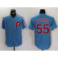 Philadelphia Phillies #55 Ranger Su¨¢rez Blue CONTON Cool Base Stitched Jersey