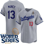 Los Angeles Dodgers #13 Max Muncy Gray CONTON 2024 World Series Patch Limited Stitched Jersey