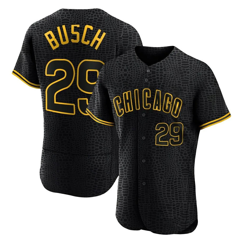 Chicago Cubs #29 Michael Busch Player Black CONTON Snake Skin City Limited Elite Home Game Stitched Jerseys