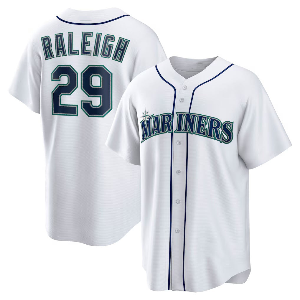 Seattle Mariners #29 Cal Raleigh White CONTON Home Replica Player Jersey