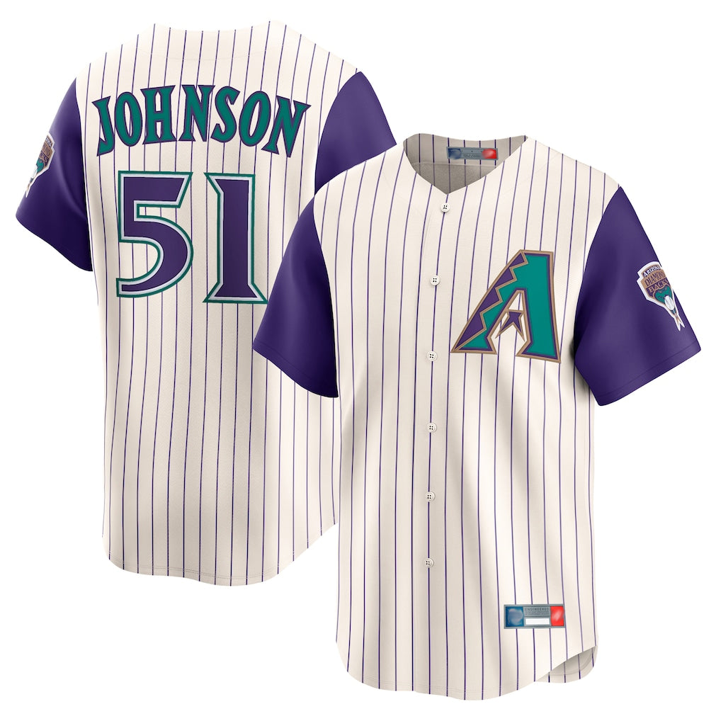 Arizona Diamondbacks #51 Randy Johnson Player Cream CONTON Throwback Cooperstown Collection Limited Stitched Jerseys