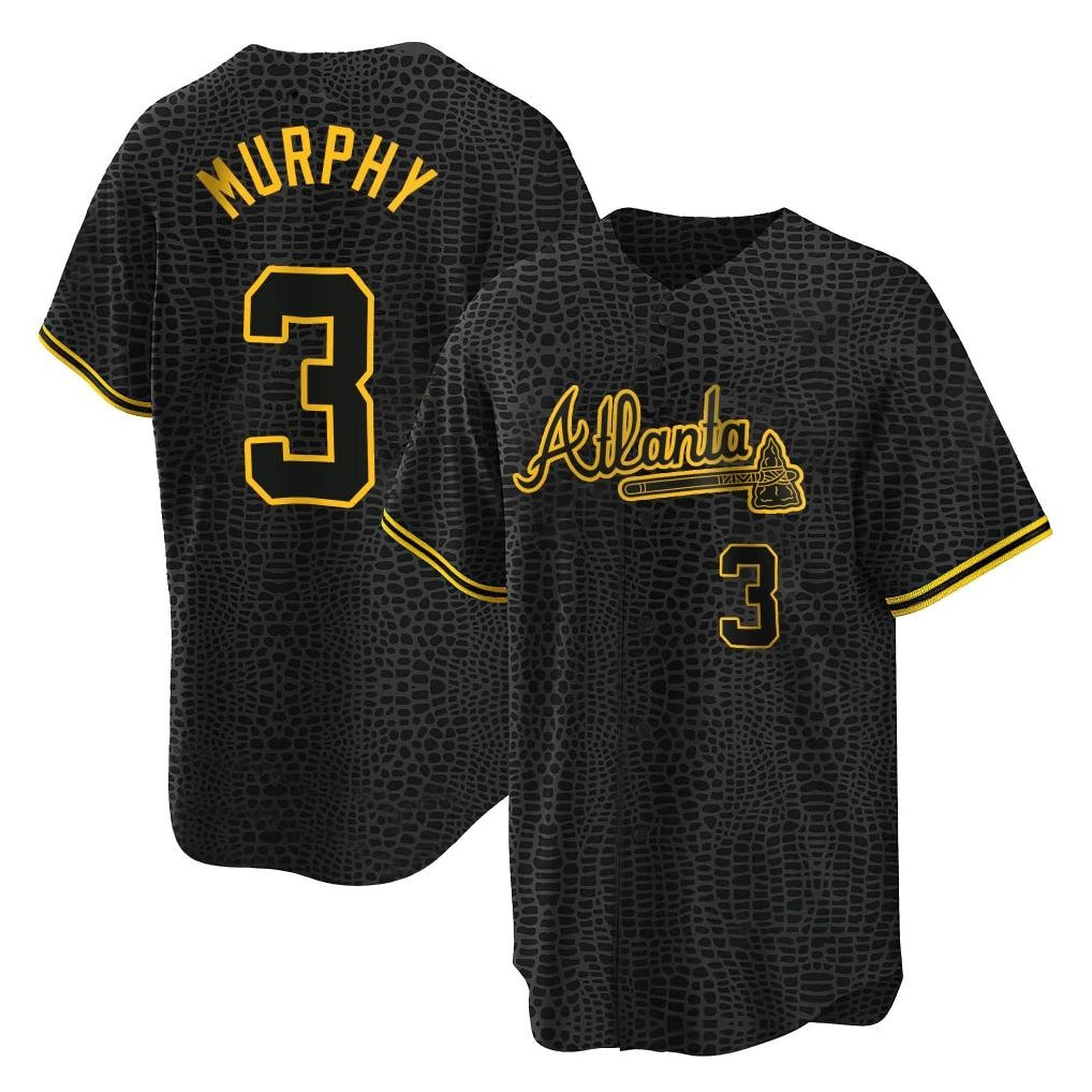 Atlanta Braves #3 Dale Murphy Player Black CONTON Snake Skin City Home Game Stitched Jerseys