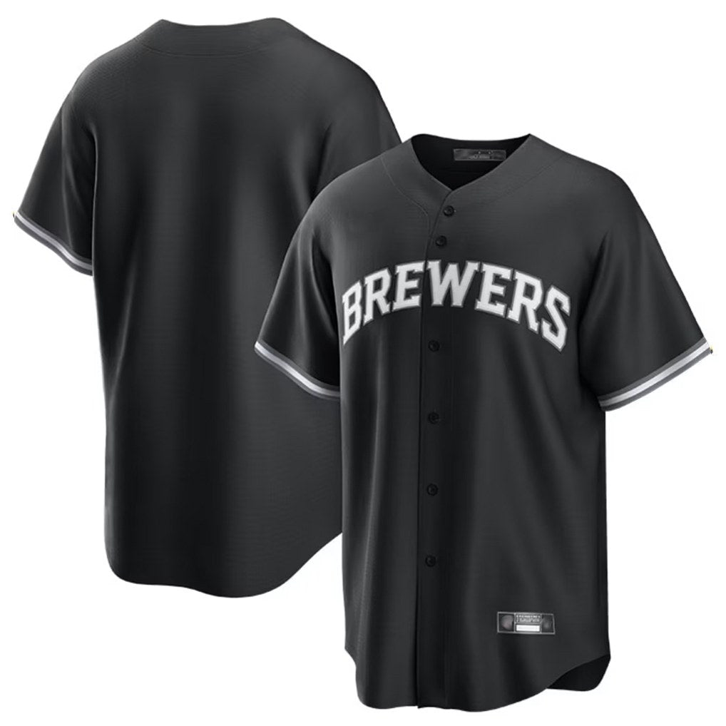 Milwaukee Brewers Blank Player Black CONTON Game Home Stitched Jerseys