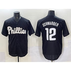 Philadelphia Phillies #12 Kyle Schwarber Black CONTON Lights Out Limited Stitched Jersey
