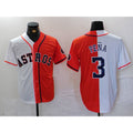 Houston Astros #3 Jeremy Pena White Orange CONTON Split Stitched Jersey
