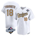 Los Angeles Dodgers #18 Yoshinobu Yamamoto Player White Gold CONTON World Series Collection Limited Home Stitched Jerseys