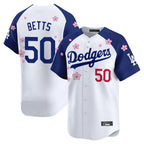 Los Angeles Dodgers #50 Mookie Betts Player White-Royal CONTON Tokyo Series Vapor Premier Limited Stitched Jerseys
