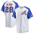 Atlanta Braves #28 Matt Olson White CONTON 2023 City Connect Cool Base Stitched Jersey