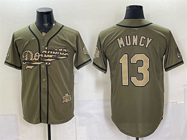 Los Angeles Dodgers #13 Max Muncy Olive CONTON 2026 Armed Forces Day Stitched Jersey