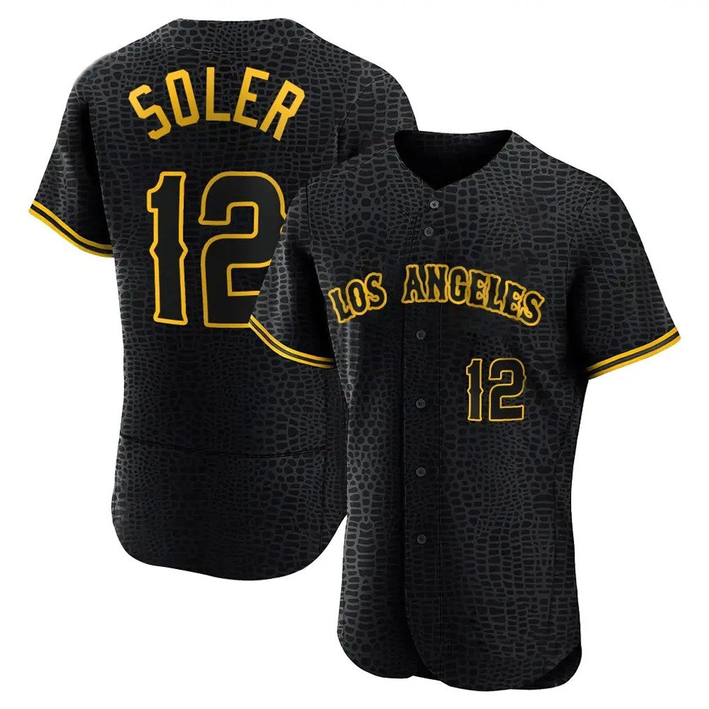 Los Angeles Angels #12 Jorge Soler Player Black CONTON Snake Skin City Limited Elite Home Stitched Jerseys