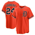 Detroit Tigers #24 Miguel Cabrera Player Orange CONTON Home Game Stitched Jerseys