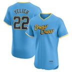Milwaukee Brewers #22 Christian Yelich Powder Blue CONTON City Connect Elite Player Jersey