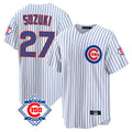Chicago Cubs #27 Seiya Suzuki Player White CONTON 150th Anniversary Home Game Stitched Jerseys