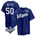 Los Angeles Dodgers #50 Mookie Betts Player Royal CONTON World Series Game Stitched Jerseys