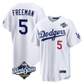 Los Angeles Dodgers #5 Freddie Freeman Player White CONTON World Series Home Game Stitched Jerseys