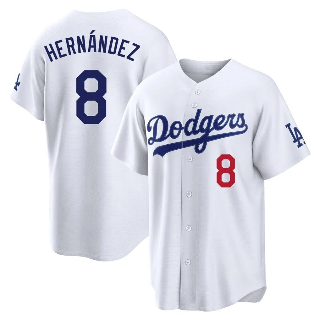 Los Angeles Dodgers #8 Enrique Hern¨¢ndez Player White CONTON Home Game Stitched Jerseys