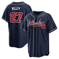 Atlanta Braves #27 Austin Riley Navy CONTON Alternate Replica Jersey