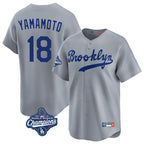 Los Angeles Dodgers #18 Yoshinobu Yamamoto Player Gray CONTON World Series Meet Game Limited Home Stitched Jerseys