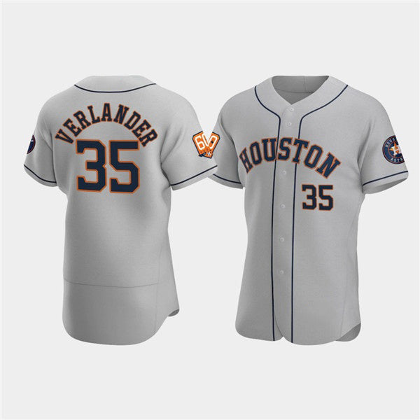 Houston Astros #35 Justin Verlander Gray CONTON 60th Anniversary Flex Base Stitched Jersey