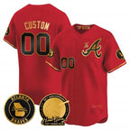 Custom Atlanta Braves Hank Aaron 715th Home Run Patch Vapor Premier Limited Jersey V2 ¨C Red Glod CONTON