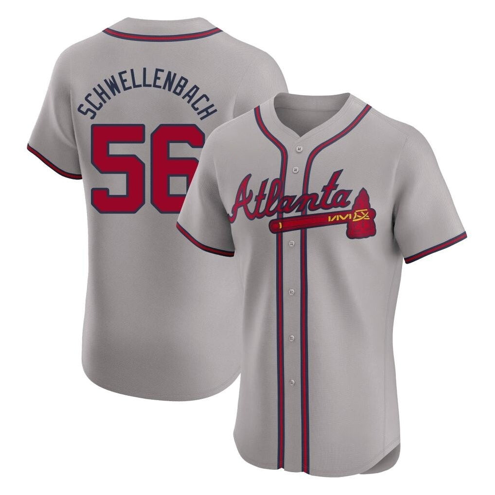 Atlanta Braves #56 Spencer Schwellenbach Player Gray CONTON Limited Elite Home Game Stitched Jerseys