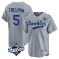 Los Angeles Dodgers #5 Freddie Freeman Player Gray CONTON World Series Game Limited Home Stitched Jerseys
