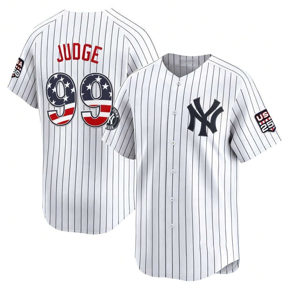 New York Yankees #99 Aaron Judge White CONTON USA 250 Fourth of July Limited Stitched Jersey