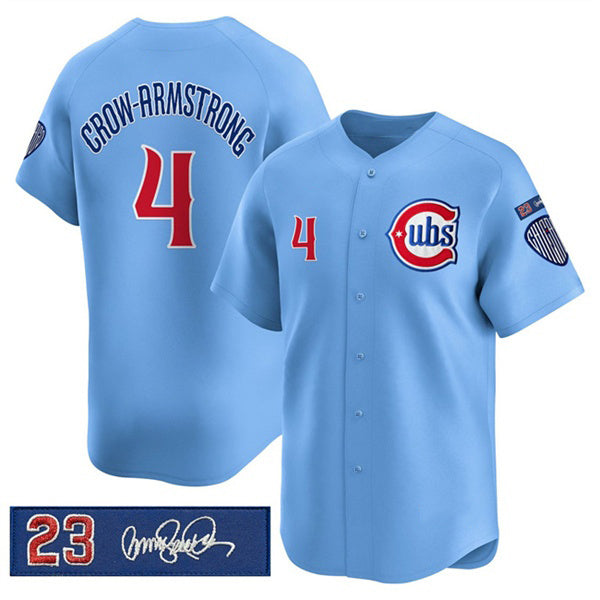 Chicago Cubs #4 Pete Crow-Armstrong Blue CONTON 'Ryne Sandberg Tribute' Vapor Limited V3 Stitched Jersey