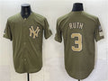 New York Yankees #3 Babe Ruth Olive CONTON 2026 Armed Forces Day Stitched Jersey