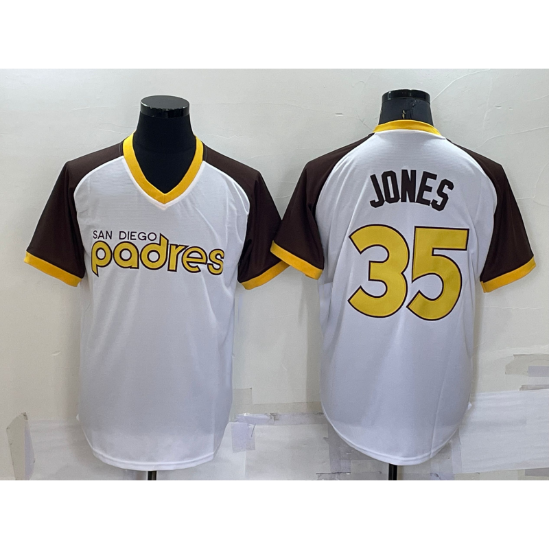 San Diego Padres #35 Randy Jones White CONTON Stitched Cooperstown Cool Base Jersey