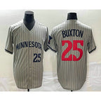 Minnesota Twins #25 Byron Buxton Number 2023 Grey CONTON Home Team Cool Base Stitched Jersey