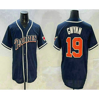 San Diego Padres #19 Tony Gwynn Navy Blue CONTON Stitched Cool Base Jersey
