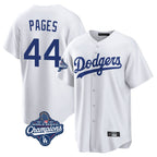 Los Angeles Dodgers #44 Andy Pages Player White CONTON World Series Meet Game Home Stitched Jerseys