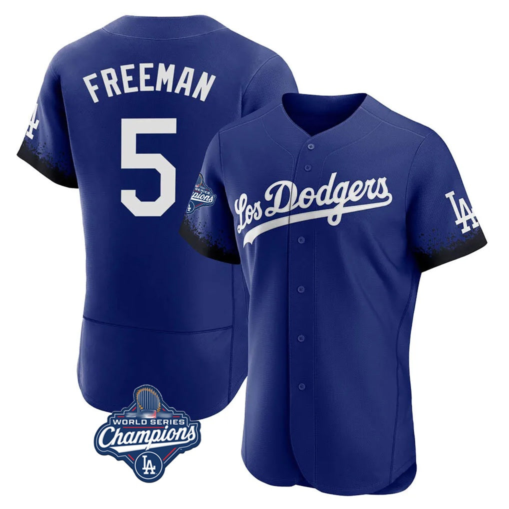 Los Angeles Dodgers #5 Freddie Freeman Player Royal CONTON World Series Meet City Connect Elite Home Stitched Jerseys