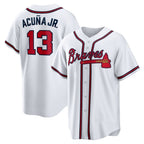 Atlanta Braves #13 Ronald Acuna Jr. White CONTON Home Replica Player Name Jersey