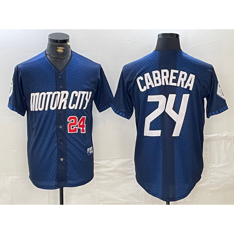 Detroit Tigers #24 Miguel Cabrera Number Navy CONTON 2024 City Connect Cool Base Limited Stitched Jersey