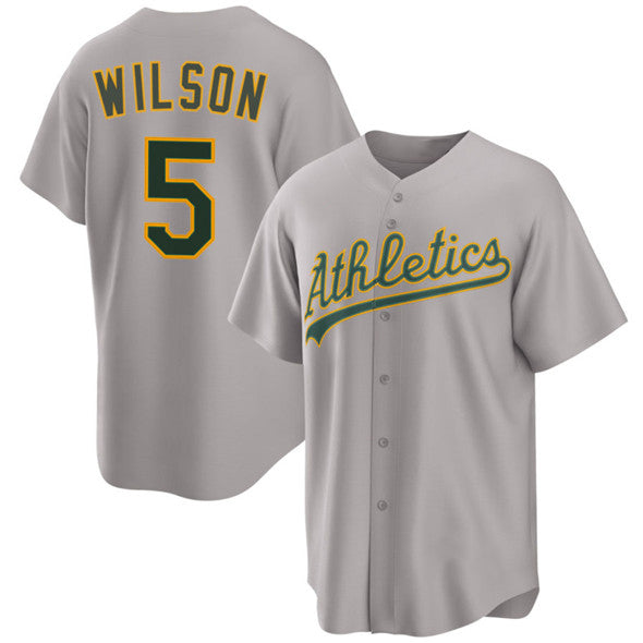 Oakland Athletics #5 Jacob Wilson Gray CONTON 2024 Away Limited Stitched Jersey